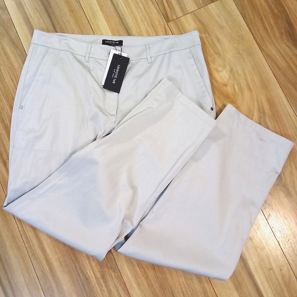 Lafayette 148 New York NWT Pale Grey Viscose Blend Trousers.